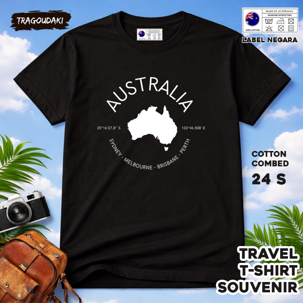 เสื้อยืดของที่ระลึก AUSTRALIA AUSTRALIA 23 Tag เสื้อผ้าของที่ระลึกทําจากผ้าฝ้ายหวี 24s