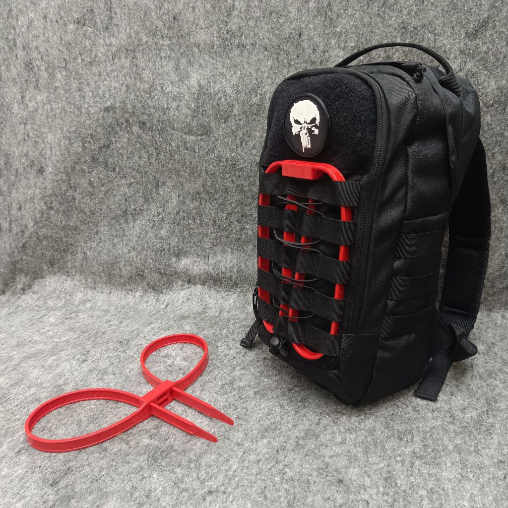 MERAH Tactical Scorpion GEN 3 Black MINI VERSION Fullset Red Tis Strap / Cool Tactical Bag / Tactica