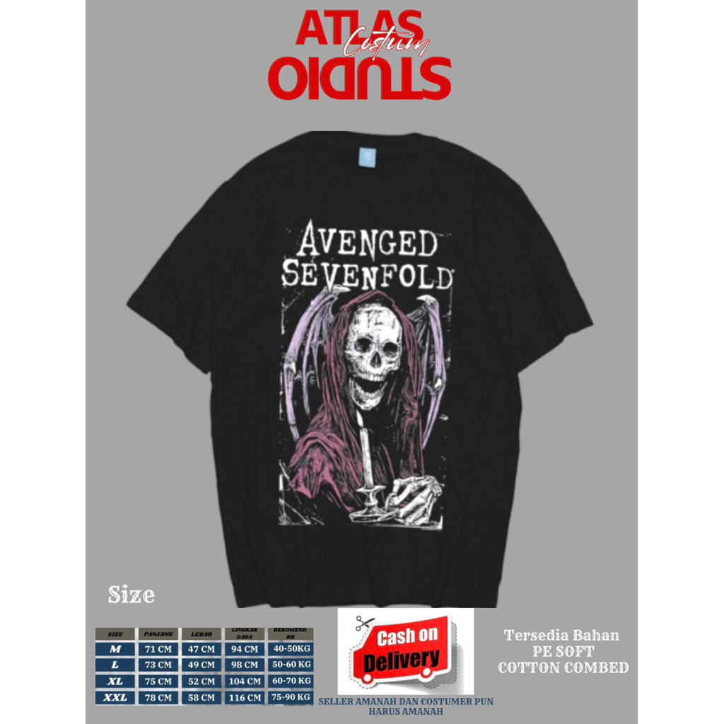 AVENGED SEVENFOLD BAT LOGO เสื้อยืดพรีเมี่ยม Avenged Sevenfold A7x เสื้อยืดวงโลหะวินเทจ