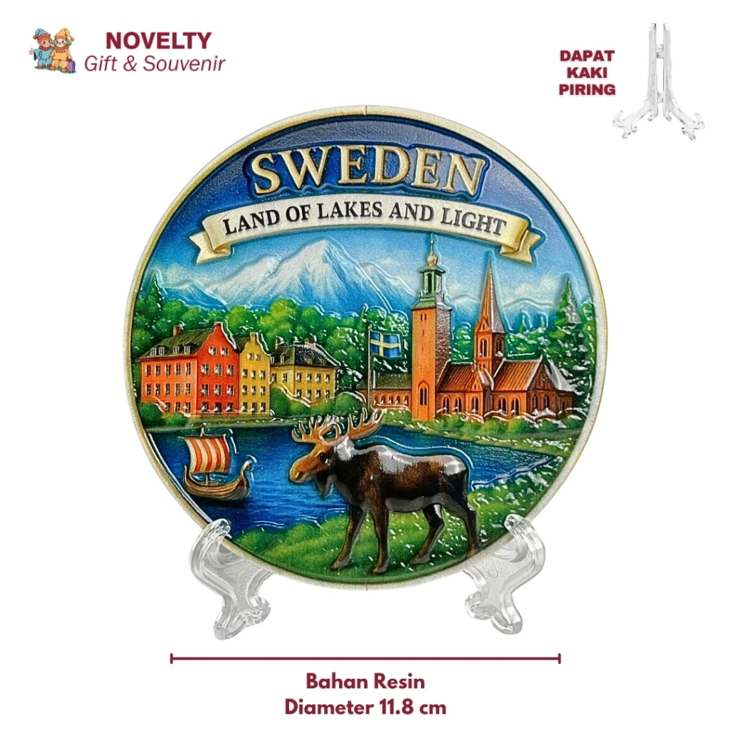 SWEDEN Land Of Lakes และแผ่นแสดงแสง ของที่ระลึกจาก SWEDEN