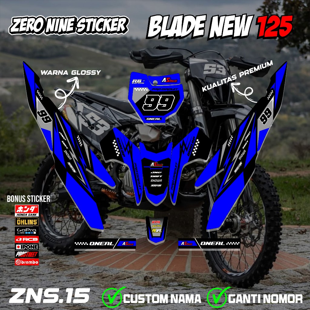 สติ๊กเกอร์ RBT BLADE ใหม่ 125 มอเตอร์แบบกําหนดเอง RBT BEBEK MODIF YZ CRF KLX KX KTM RBT DESIGN ZNS.1