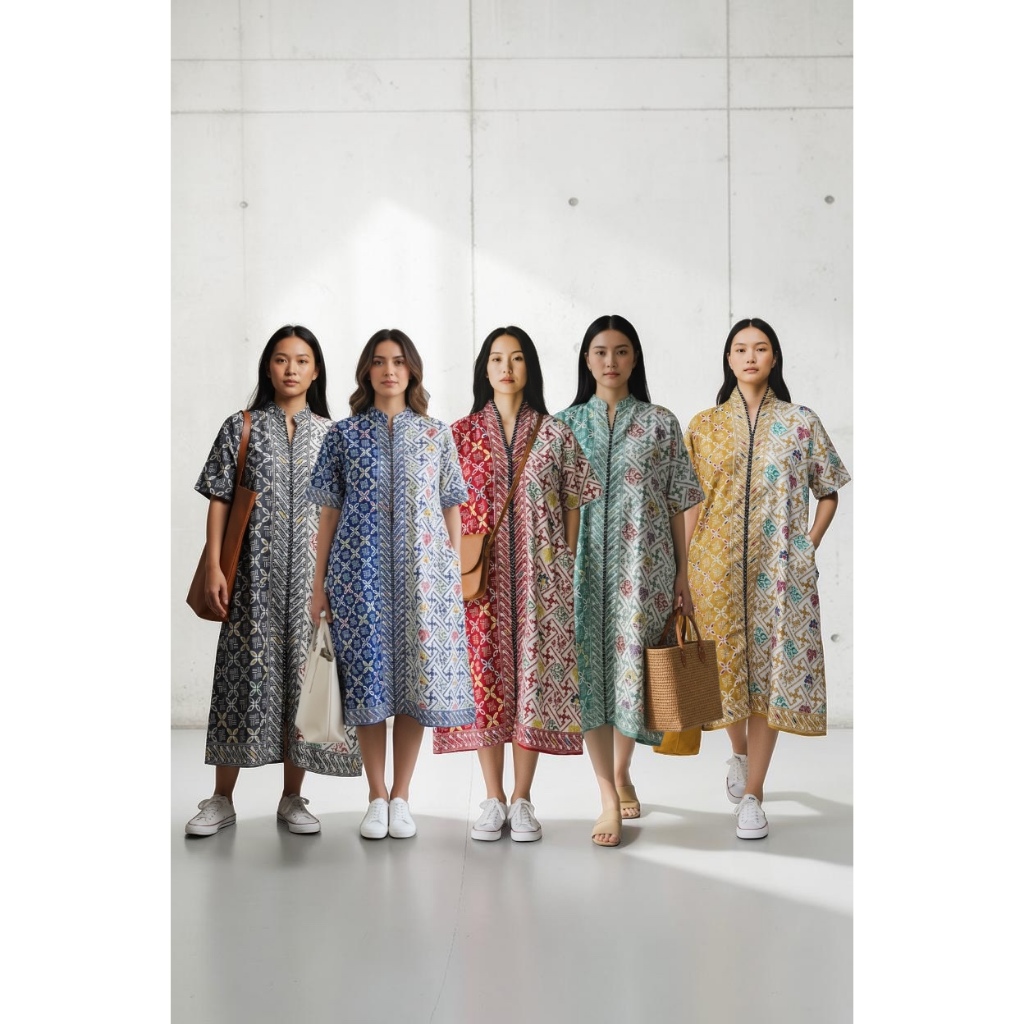 KARINA DRESS - JUMBO DRESS WITH FRONT ZIPPER SUPER PERIMUM RAYON DRESS - BUSUI DRESS - สวมใส่สบายสํา