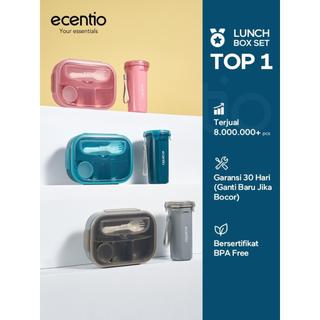 ecentio kotak bekal anti tumpah kotak tempat bekal 1200ml+500ml lunch box set free sendok kotak saus BPA FREE