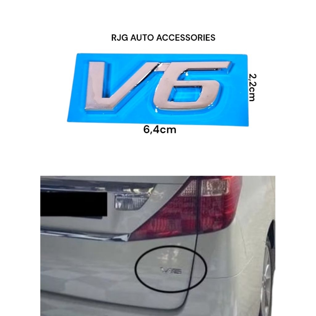 CHROME EMBLEM LOGO V6 FORTUNER VRZ ALPHARD CAMRY V6