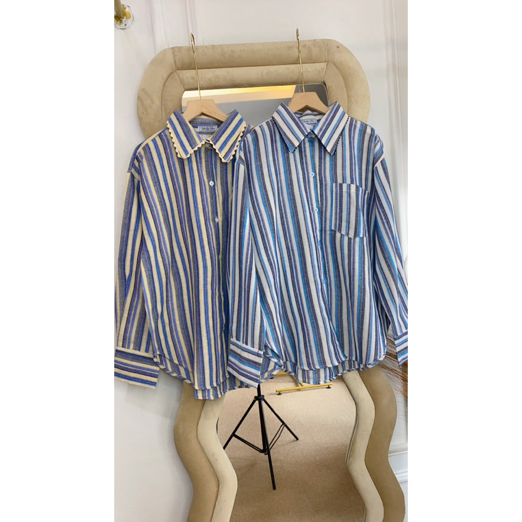 KEMEJA Ninety Nine Import BKK เสื้อเชิ้ตผู้หญิงลายทาง