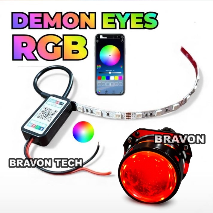 Devil Eyes RGB 360 Bilined Projector การตั้งค่า RGB โดยแอพบลูทูธ Premium Anti Error