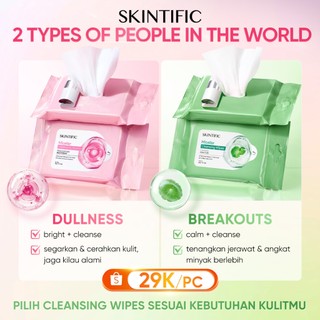 [NEW!]SKINTIFIC - Micellar Cleansing  Wipes| Cleansing Tissue Makeup Remover Wipes Niacinamide Brightening & Centella Acne Care