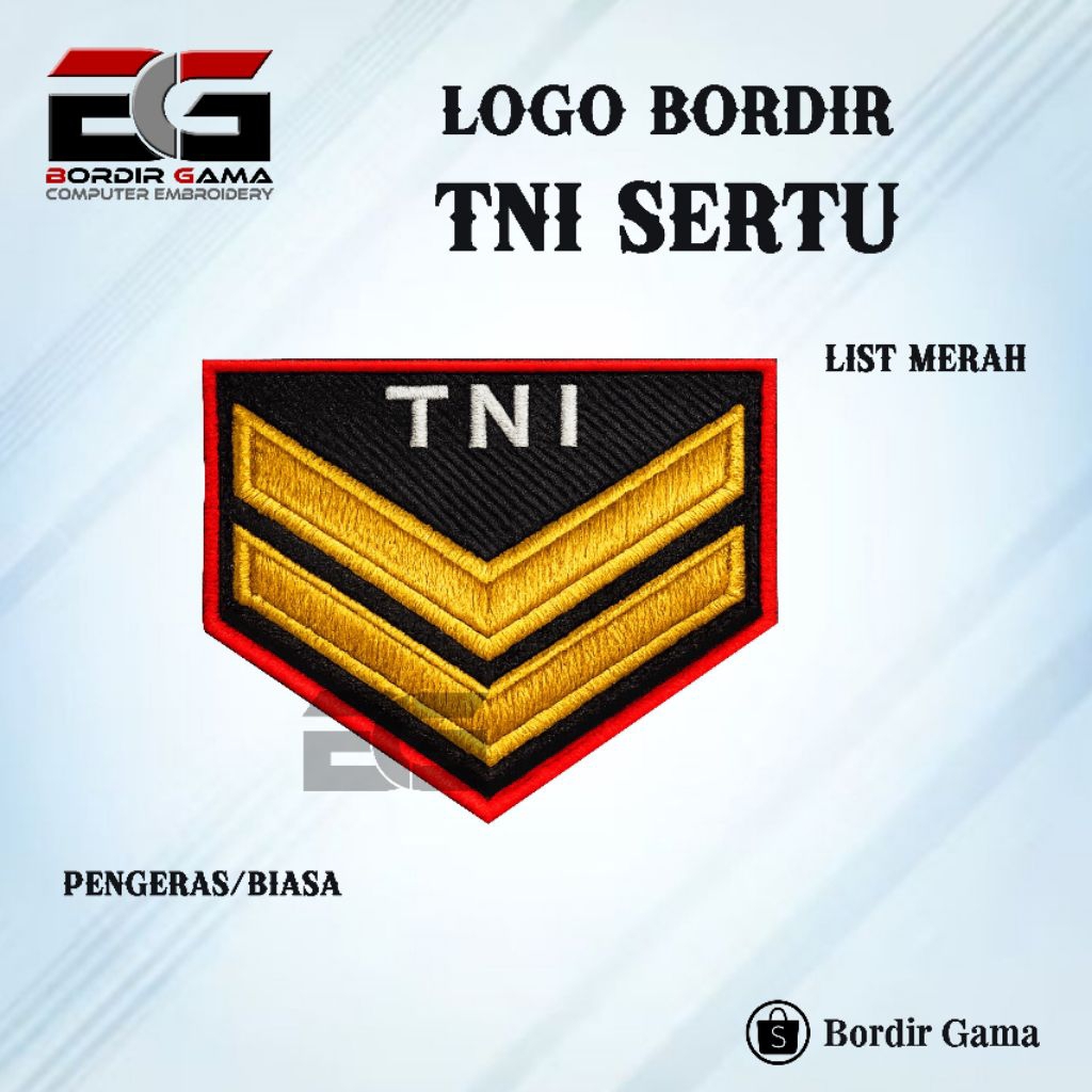MERAH TNI โลโก้ EMBROIDERY SERTU RANK RED LIST BADGE คอมพิวเตอร์ PATCH ผลิตภัณฑ์ต้นฉบับระดับพรีเมียม