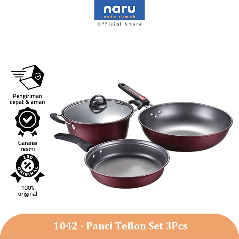 NARU Panci Wajan ชุด 3 ชิ้น 1042 - Arria Pan Set ชุดกระทะทอด