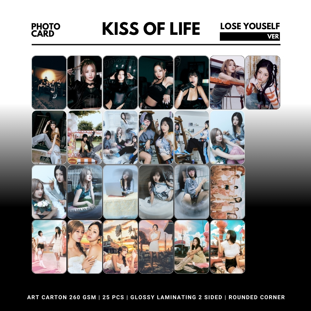 GLOSSY PHOCARD KISS OF LIFE LOSESELF ROUNDED 25 ชิ้น KPOP UNOFFICIAL KISSY NATTY BELLE JULIE