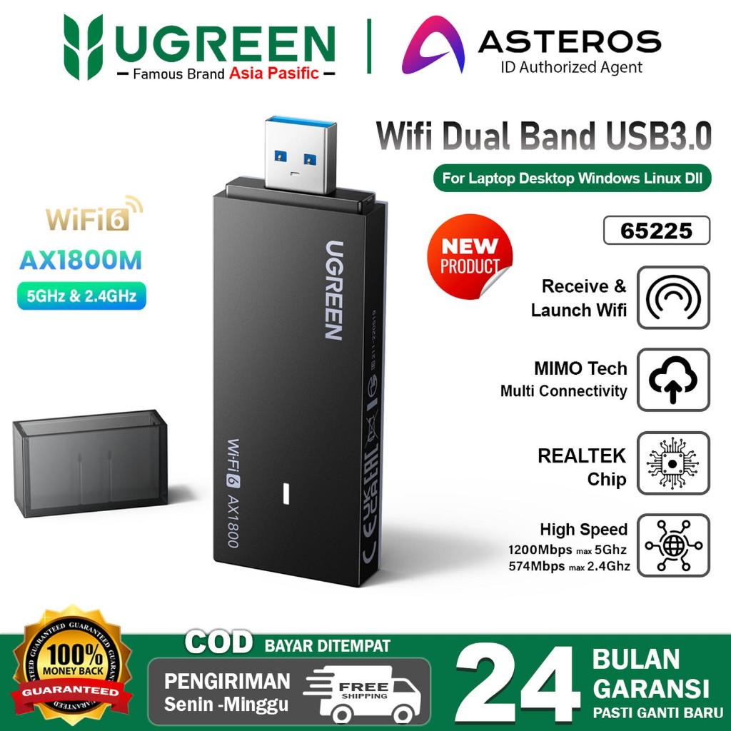 UGREEN AX1800 Dongle WiFi 6 ตัวรับสัญญาณอะแดปเตอร์ 1800 Mbps 5GHz และ 2.4GHz Dual Band USB 3.0 สําหร