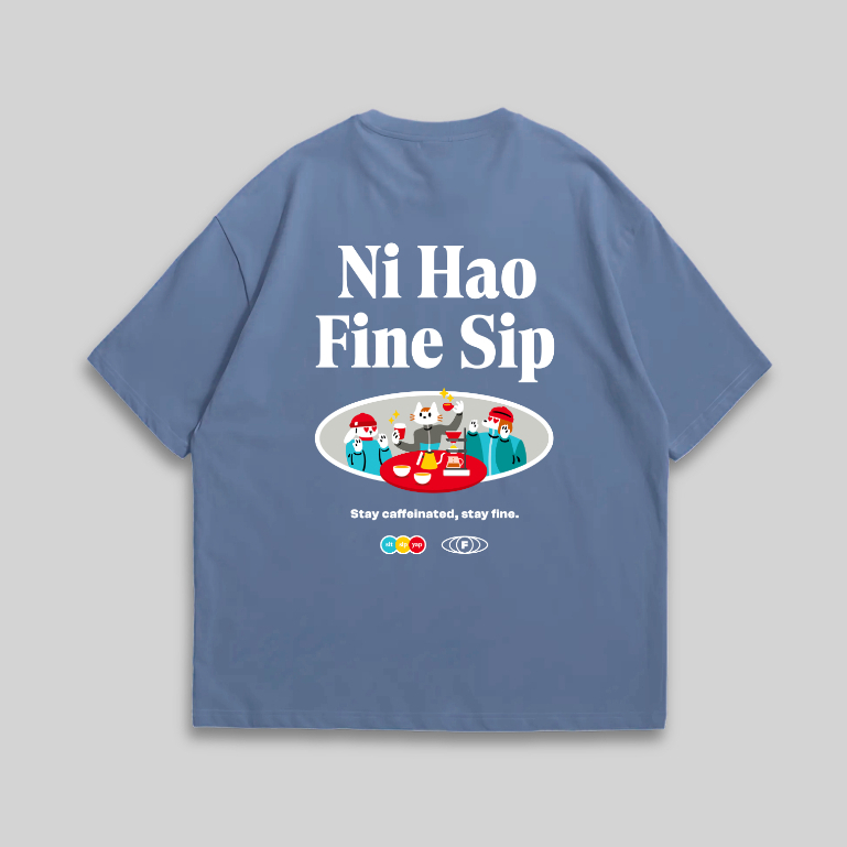 เสื้อยืด Ni Hao Fine Sip Oversize (สีน้ําเงิน)