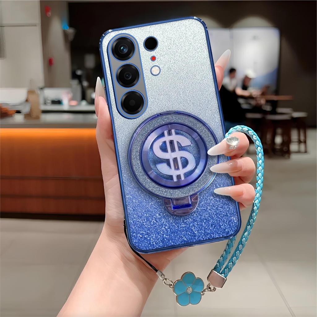 Softcase Tecno Camon 50/50 Pro Glitter Dollar Ring Holder ฟรีเชือกเส้นเล็กดอกไม้