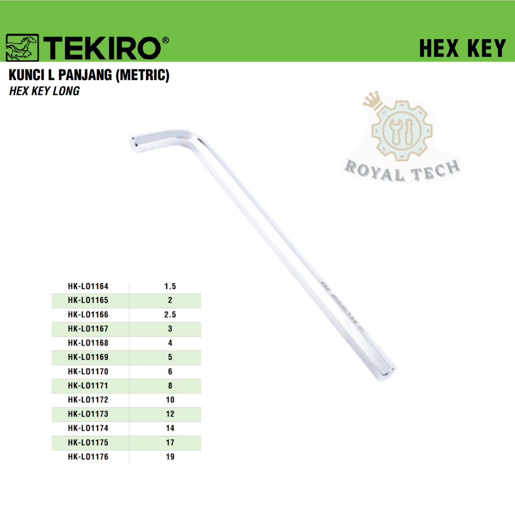 Tekiro Original Allen Key Hex Key Long L Key Strong Anti-Rust ความแม่นยําสูง