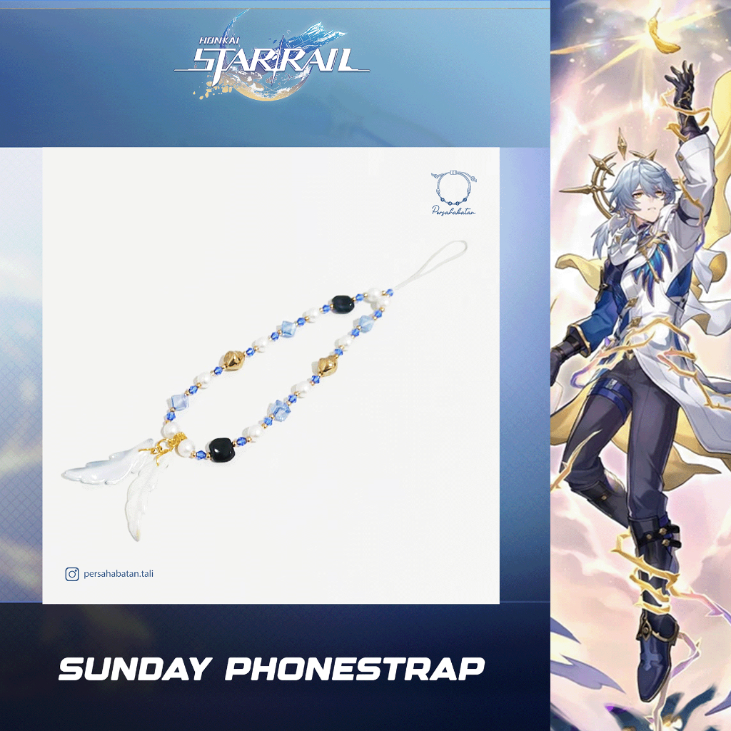 Sunday Honkai Star Rail Phonestrap สีฟ้า สีขาว ทอง