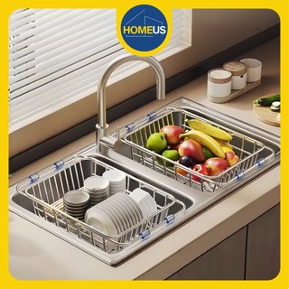 Homeus Rak penyimpanan piring dapur rak mangkuk stainless steel countertops kabinet multi-fungsi piring rumah tangga piring keranjang
