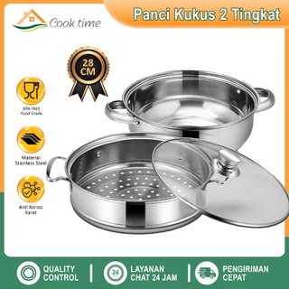 (CT) Dandang Panci Kukus Masak Disum Lain lain 2 Tingkat 28 cm Stainless Stell
