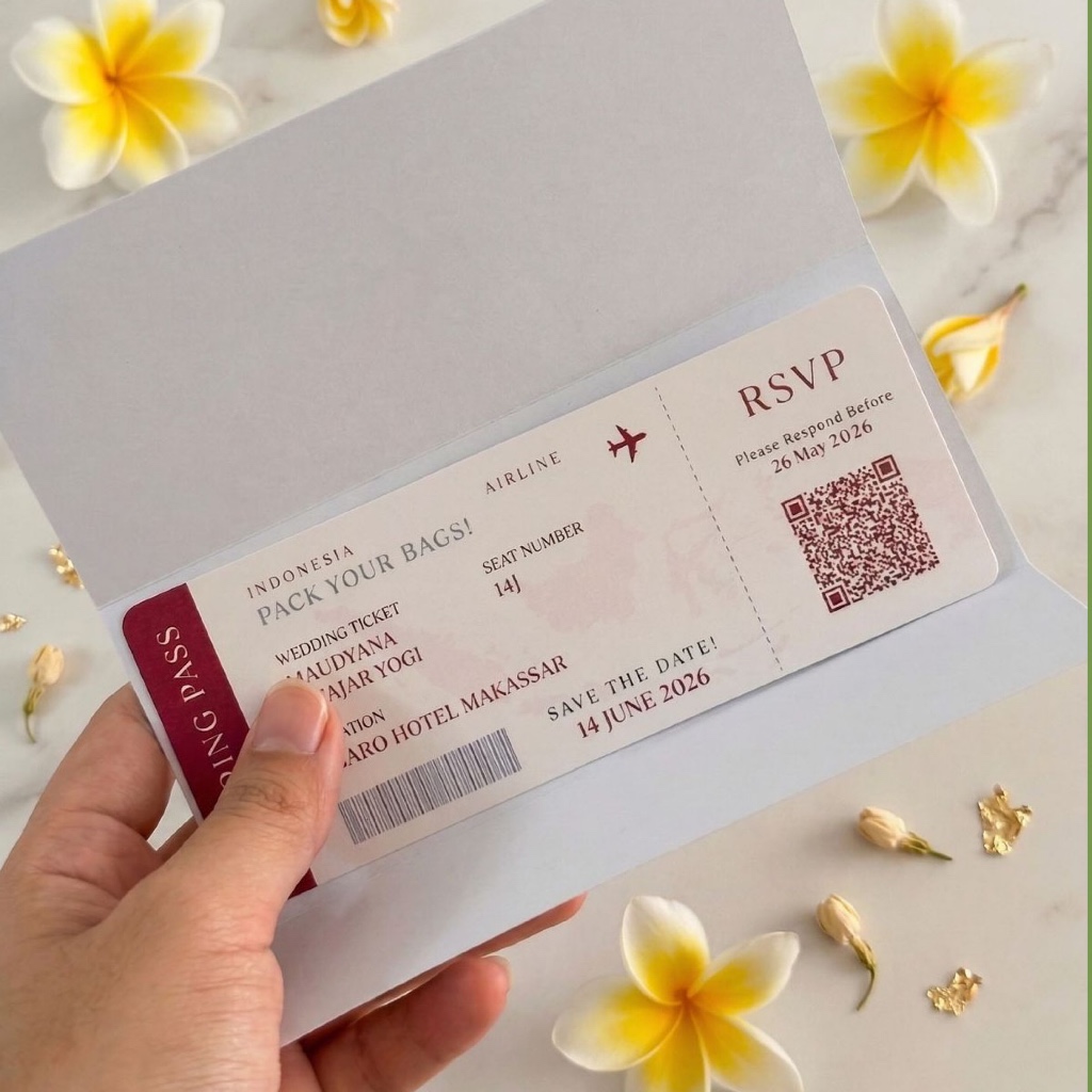 BRIDESMAID CARD AIRPLANE TICKET AIRPLANE TICKET พร้อมแขนเสื้อ | การ์ดเพื่อนเจ้าสาวที่กําหนดเอง | ธีม