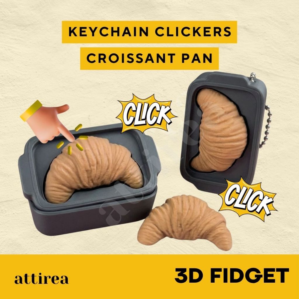 พวงกุญแจ GANTUNGAN Fidget Clicker - กระทะครัวซองต์ | พวงกุญแจของเล่น ขนมขนมปัง Anti Stress Iseng Cli