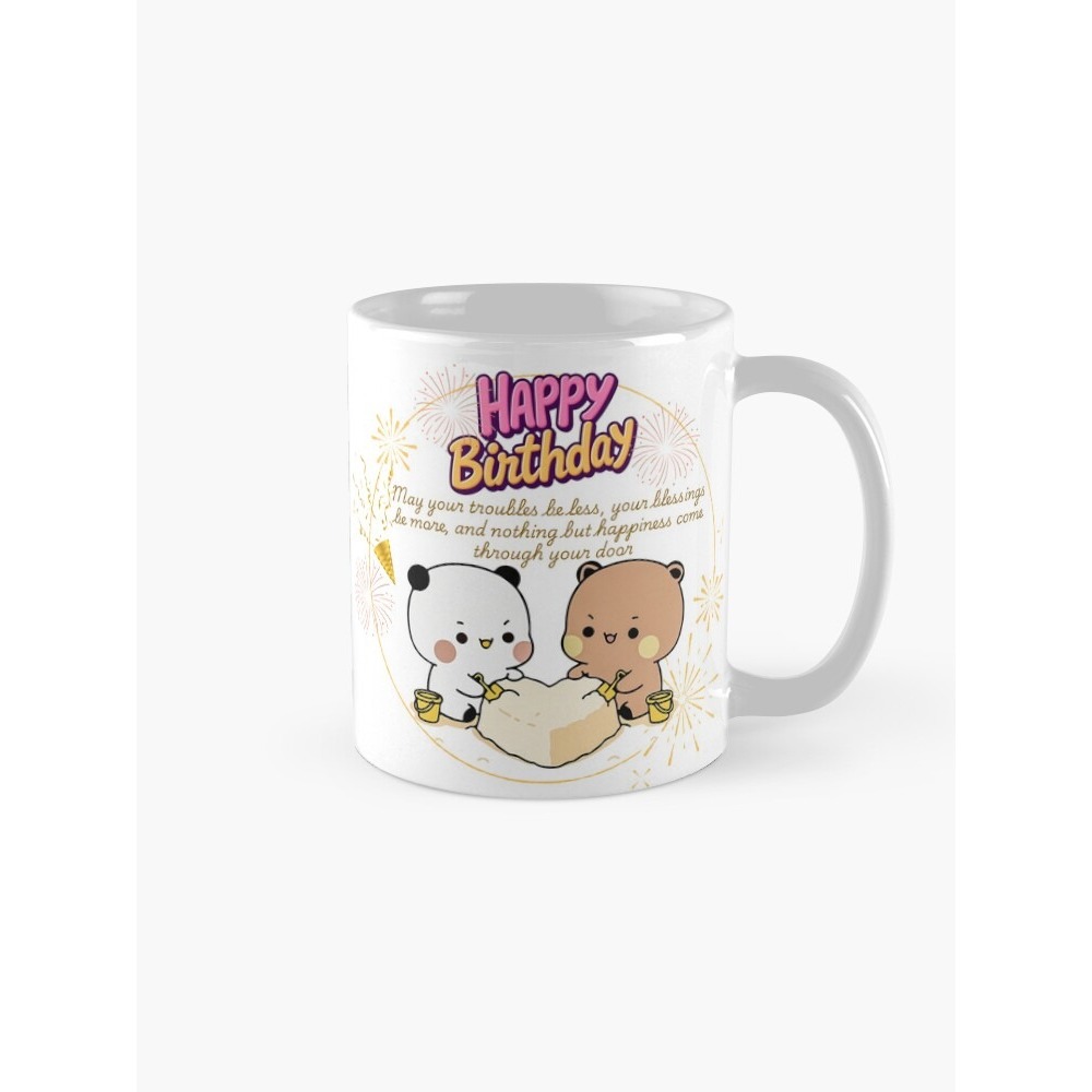 สุขสันต์วันเกิดน่ารัก DuDu Bear และ BuBu Panda Are Celebrating 2026 แก้วกาแฟ V23