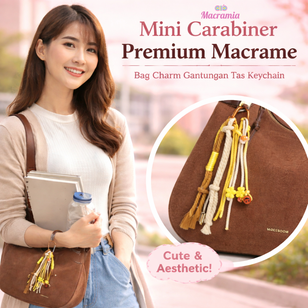 GUNDAN MACRAMIA Mini Carabiner Macrame | BAG Charm Keychain BAG Hanger