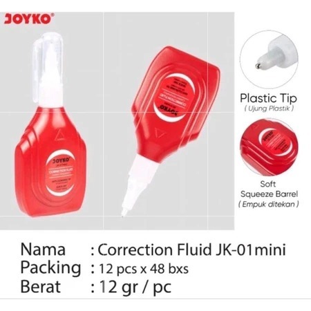 1 (แพ็ค) JOYKO JK-01 LIQUID TIP-EX / CORRECTION FLUID COTENTS 12 ชิ้น