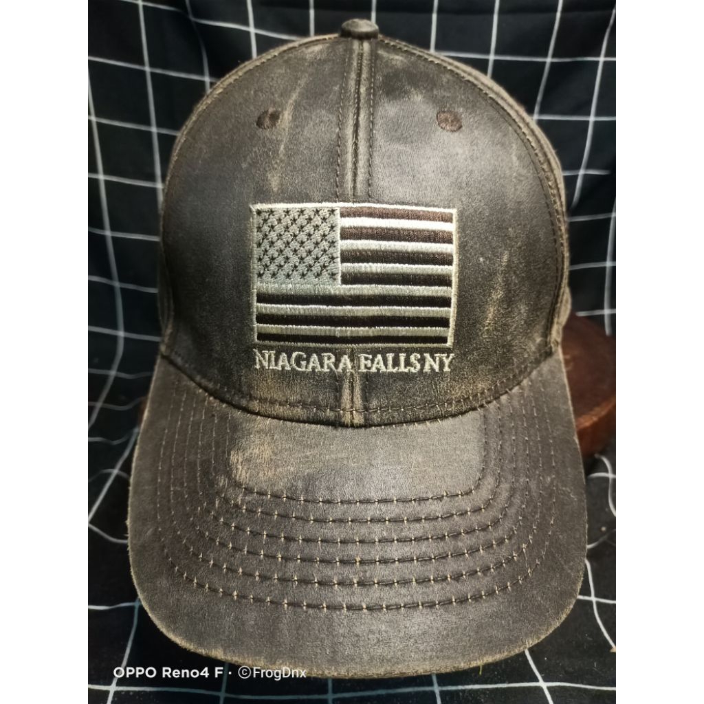 Niagara Falls NY-Canvas-Patterned Suede Hat