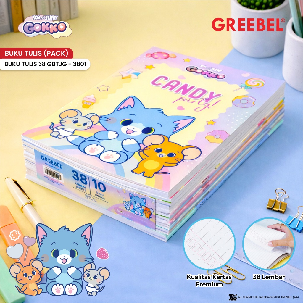 (10 เล่ม) Greebel x Tom & Jerry Gokko Notebook 38 แผ่น (1 แพ็ค 10 เล่ม) A5 GBTJG 3801 School Book I 