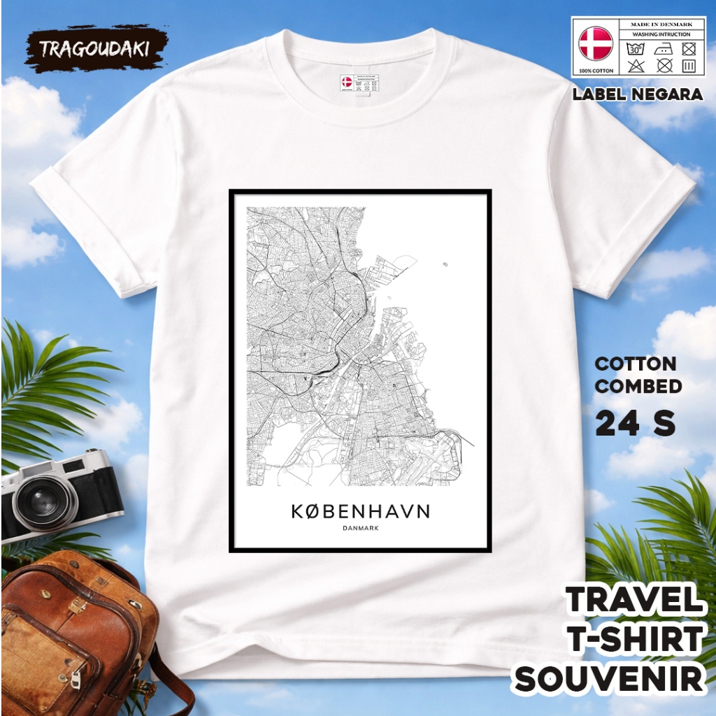 DENMARK ของที่ระลึก T-SHIRT DENMARK 21 Tag ของที่ระลึก เสื้อผ้าทําจากผ้าฝ้ายหวี 24s