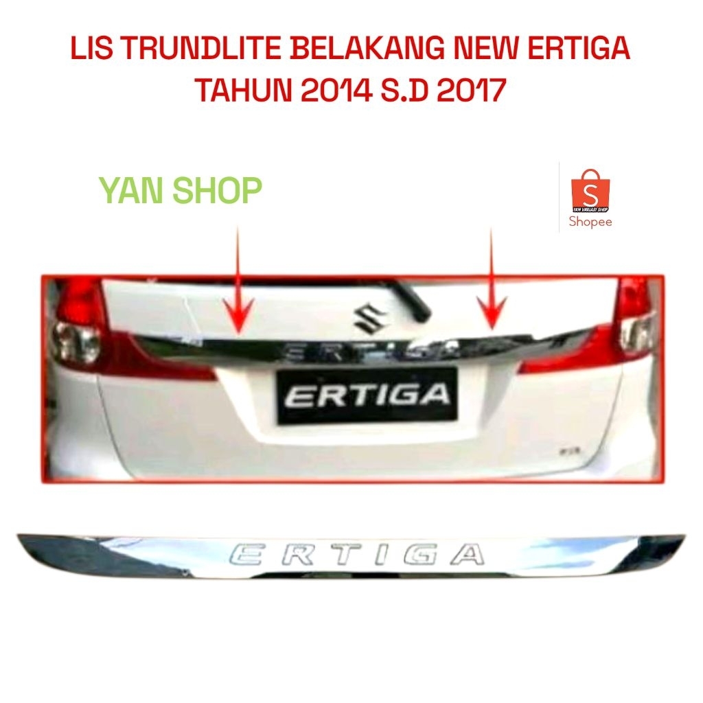 ด้านหลังประตู Trundlite Trim สําหรับ New Ertiga 2014 2015 2016 2017 chrome List