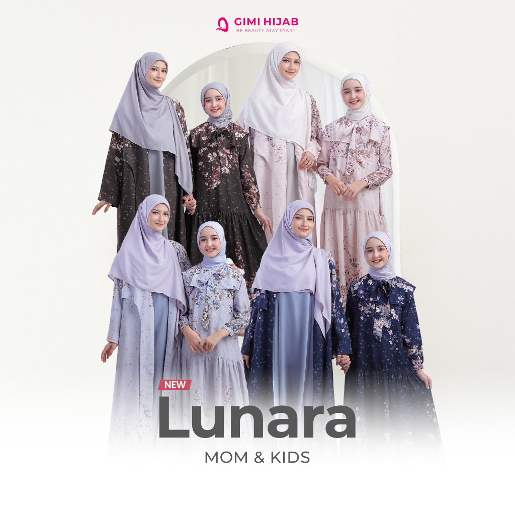 GIMI HIJAB - Couple Mom & Kids Abaya Set Elegant Motif - ชุดจับคู่สําหรับแม่และเด็กสําหรับช่วงเวลาพิ