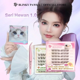 [Tanpa Lem][BLINKY PAWKY]Bulu Mata Palsu Seri Hewan 1.0, 48~60 Klaster Bulu mata pemula,Extension false eyelashes Bebas lem,Tempel Langsung,Cocok untuk Pemula,bulu mata anti ribet