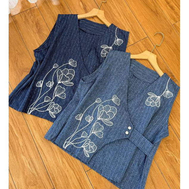 FLOWER VEST เท่านั้น / กางเกงยีนส์ VEST TOP