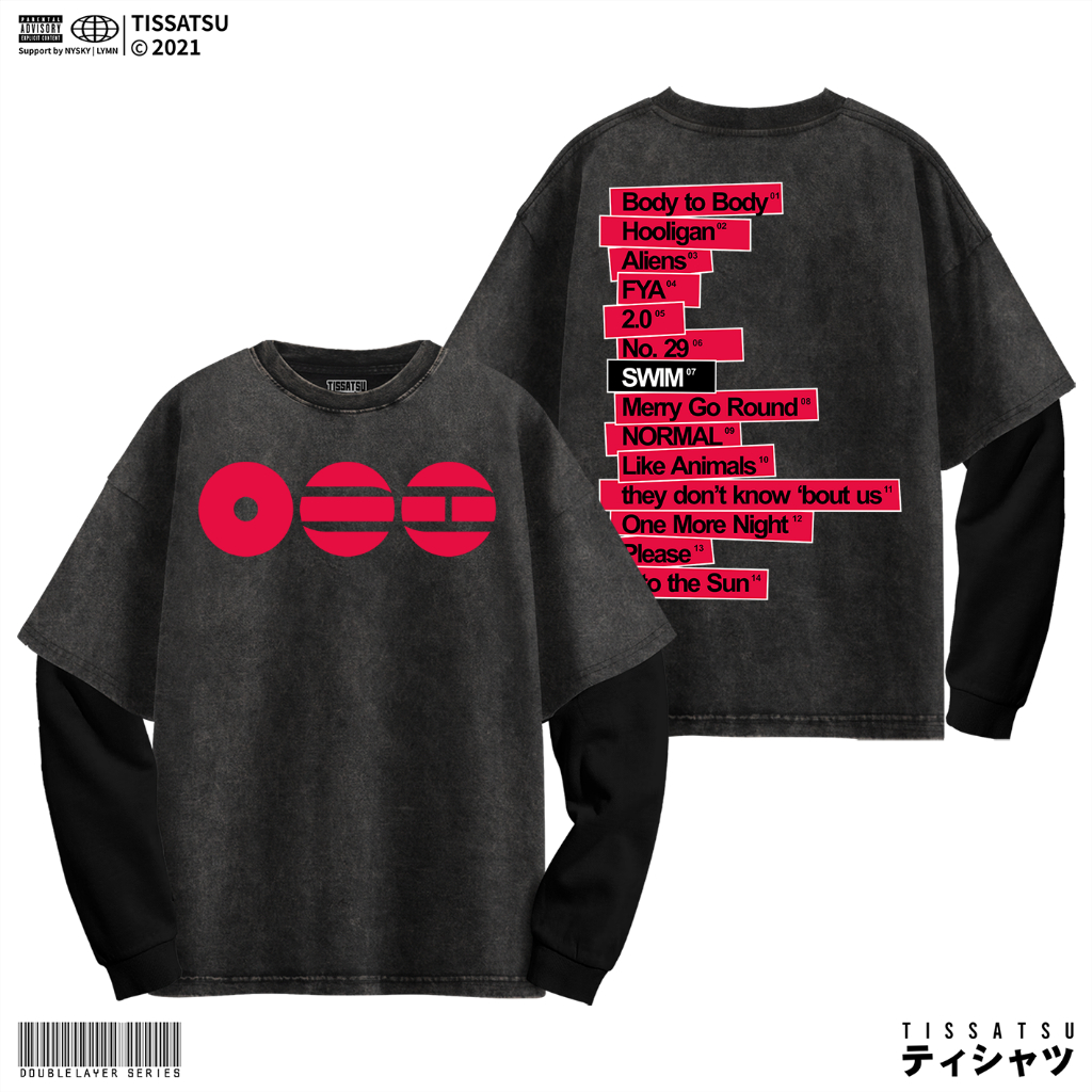 TISSATSU Longsleeves BANGTAN TRACKLIST 2026 Double Layer Oversize / Long Sleeve Wash Shirt BT-24
