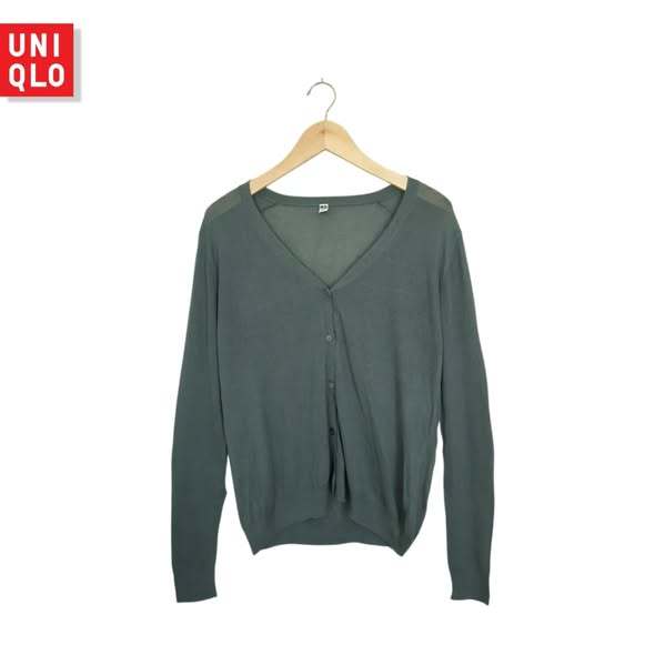 HIJAU Uni Green Ocean เสื้อคาร์ดิแกนคอวีบาง (CODE: B151- 12)