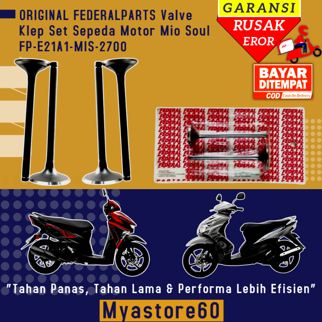 ชุดวาล์ว FEEDERAL ดั้งเดิมสําหรับ Mio Soul รถจักรยานยนต์ FP-E21A1-MIS-2700