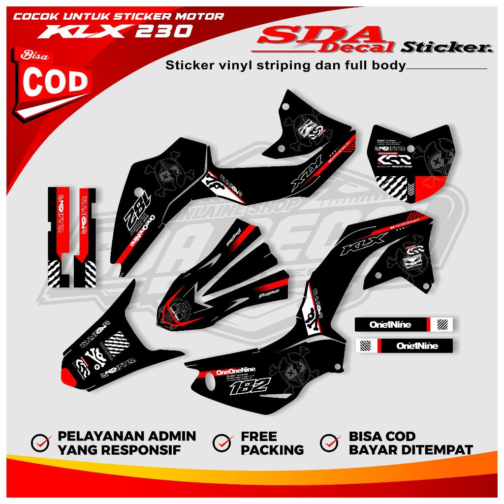 KLX 230 Full Body Decal Sticker - KLX 230 Full Body Decal สติกเกอร์สามารถปรับแต่งชื่อและหมายเลข SDA.