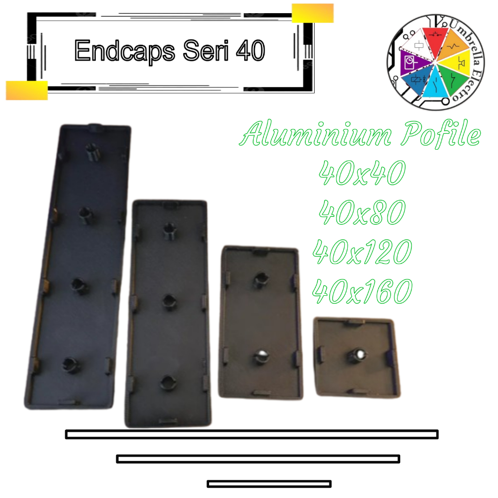Endcaps Aluminium Profile 40x40 40x80 40x120 40x160 พร้อมฝาครอบปลายโปรไฟล์อลูมิเนียม