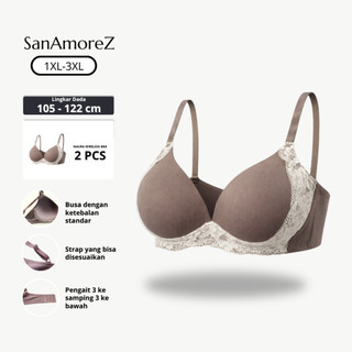 Bh Jumbo | Bra Jumbo | Bra Wanita Big Size Tanpa Kawat 2 pcs | SanAmoreZ Naura Bra