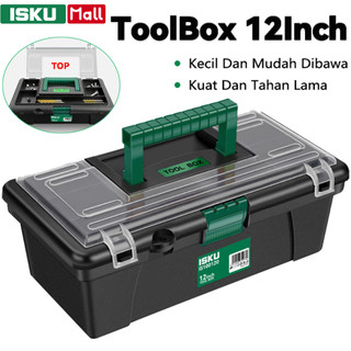 ISKU Tool Box Mini 12 Inch Kotak Perkakas Plastik PP Tebal Anti Pecah Storage Box Portable Serbaguna Tempat Alat Tukang Baut Koper Penyimpanan Kotak Pancing Tamiya Jahit Obat P3K Wadah Kuat Praktis Rumah Tangga Bengkel