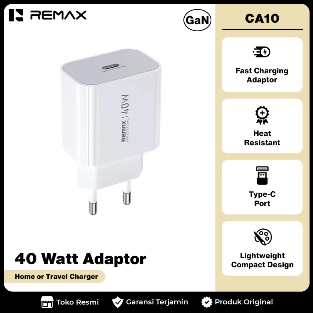 [หัวชาร์จ Type C พอร์ตเดี่ยว] อะแดปเตอร์ 40 วัตต์ (CA10) / 40w Type C หัวชาร์จ
