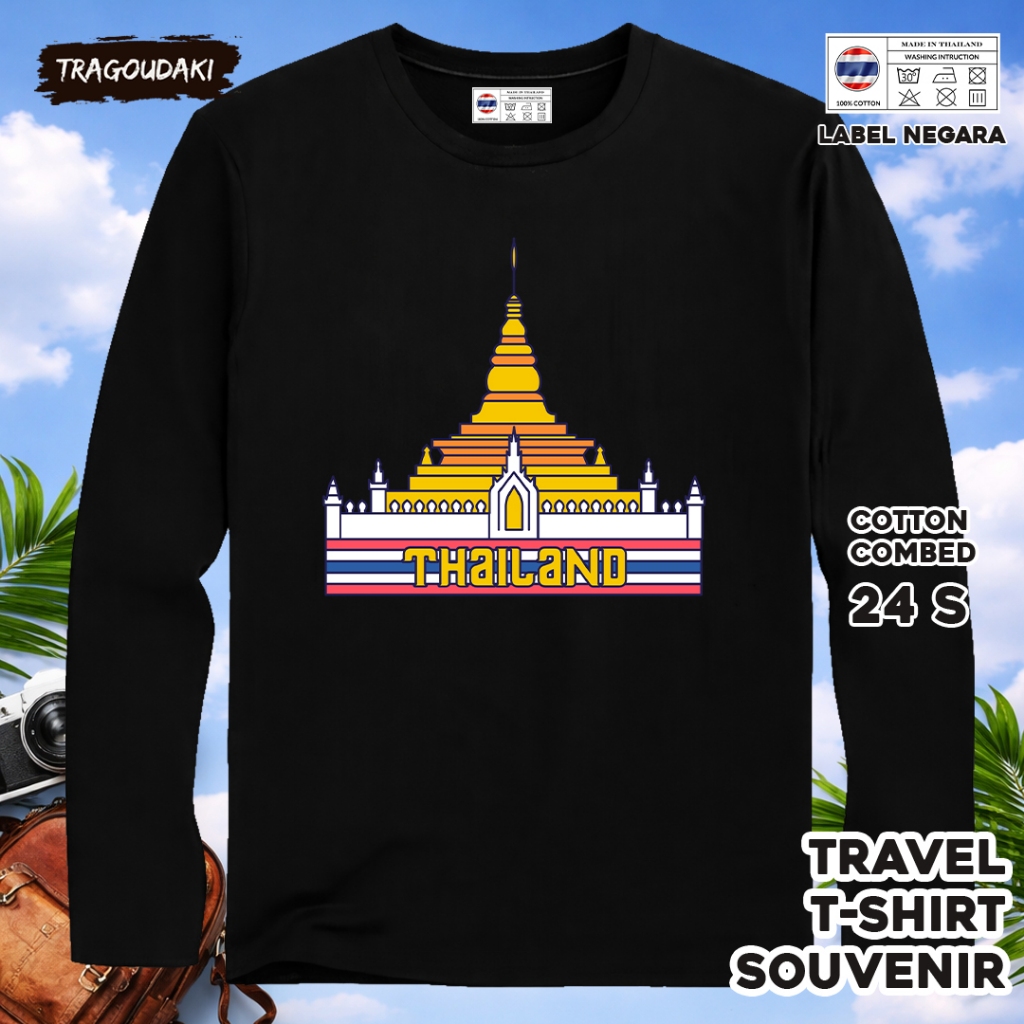 THAILAND LONG-SLEEVED SOUVENIR T-SHIRT 8 TAGS AL THAILAND COTTON 24S PREMIUM SOUVENIR GIFT