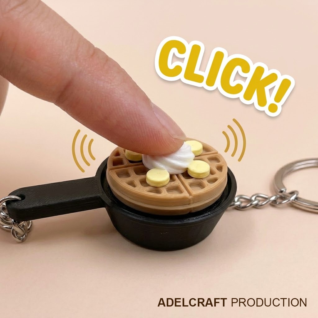 GANTUNGAN OCA - Waffle Clicker Fidget Keychain Mechanical Keyboard เวเฟอร์ครีมกล้วย 3D ASMR