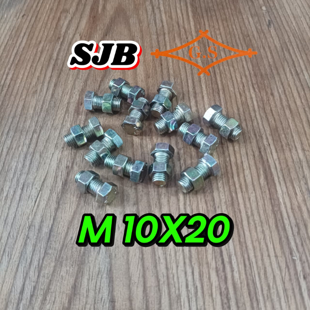 BOLT HEX M10x20mm / M 10x30mm / M 10x40mm / M 10x50mm / M 10x70mm (ต่อชิ้น)