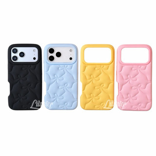 LILSISTERSTUFF | Puffelle ribbon embossed silicone case applicable for (13 14 15 16 17 PRO PROMAX)