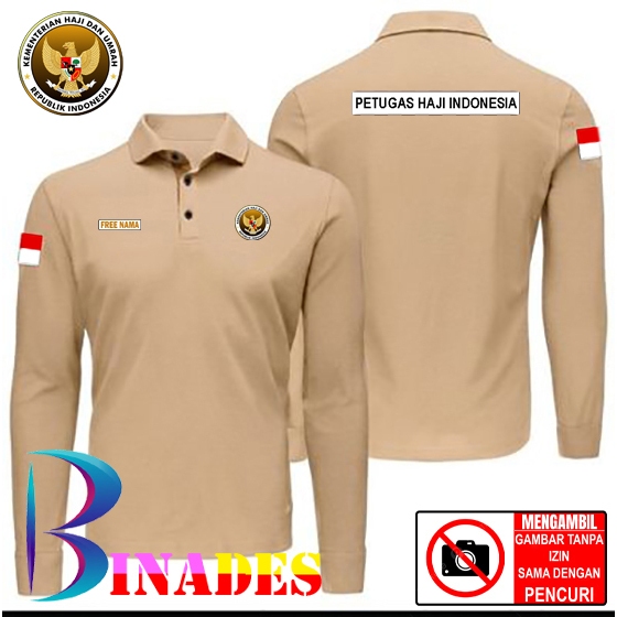 ขายเสื้อยืดคอปกโปโล MINISTRY OF HAJJ และ UMRAH MINISTRY OF INDONESIA - INDONESIAN HAJJ OFFICER ชื่อฟ