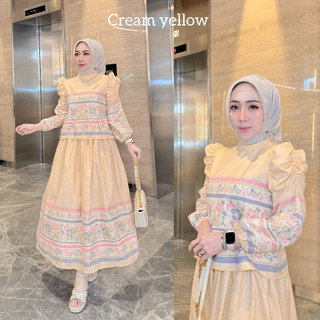 setelan one set wanita kekinian korean style hijab bangkok ootd rok atasan motif