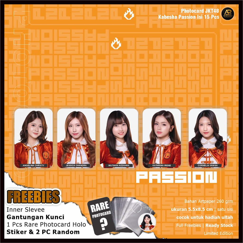 JKT48 Kabesha Passion Photocard บรรจุ 15 ชิ้น Fanmade | พวงกุญแจโบนัส, การ์ดหายาก, พีซีสุ่ม 2 ชิ้น, 