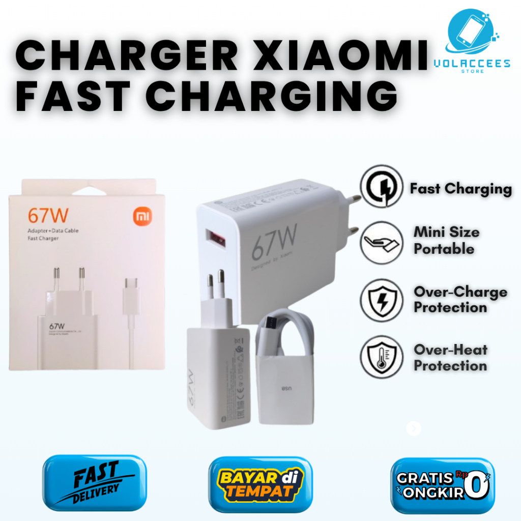 XIAOMI TURBO FAST CHARGING 67W MDY-12-EH CHARGER ADAPTER + TYPE-C CABLE / MICRO USB FULLSET ORIGINAL