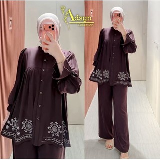 Briela One Set Rayon Twill Premium Motif Bordir Terbaru Setelan Wanita Kekinian